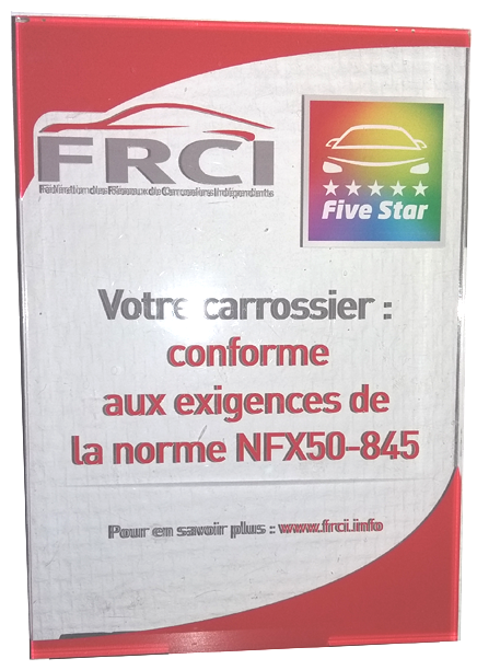 Norme NFX50-845 La norme NF X 50-845 concerne la qualité de service proposée par l'activité de réparation / carrosserie des véhicules légers de moins de 3,5 tonnes de PTAC